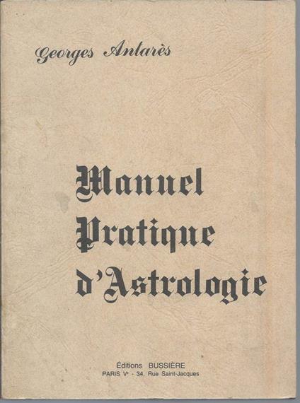 Manuel Pratique D'astrologie - copertina