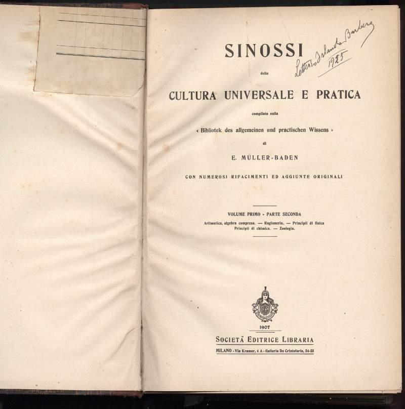 Sinossi Della Cultura Universale e Pratica Compilata Sulla Bibliotek Del Allgemainen Un Practischen Wissen-6 Voll. 