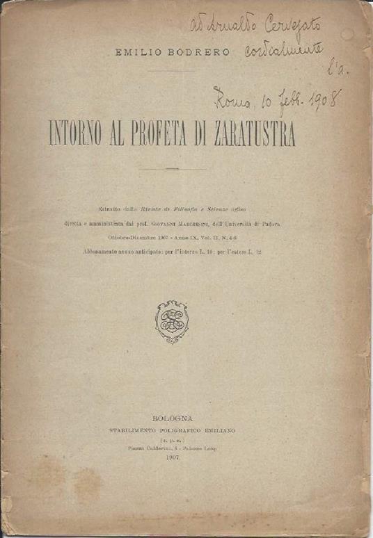 Intorno Al Profeta di Zaratustra  - copertina