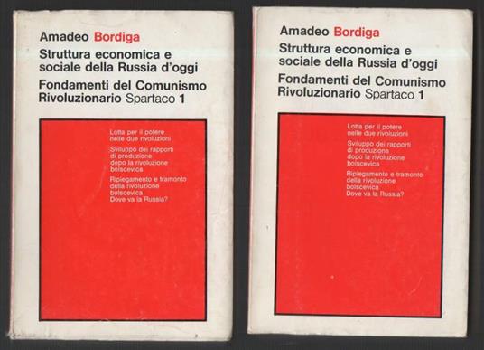 Struttura Economica e Sociale Della Russia D'oggi-fondamenti Del Comunismo Rivoluzionario Spartaco 1  - copertina