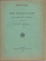 Notizia di Due Codici Latini Della Biblioteca di Messina 