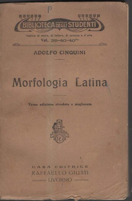 Morfologia Latina  - copertina