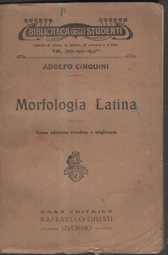 Morfologia Latina  - copertina