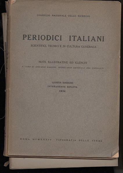 Periodici Italiani - Scientifici, Tecnici e di Cultura Generale - copertina