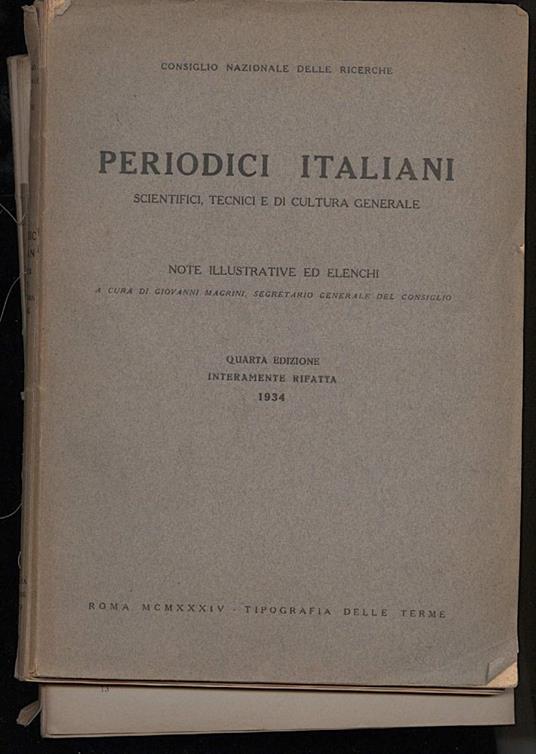Periodici Italiani - Scientifici, Tecnici e di Cultura Generale - copertina