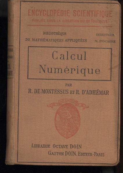 Calcul Numerique Premire Partie Opžration Arithmžtiques Et Algžbriques - copertina
