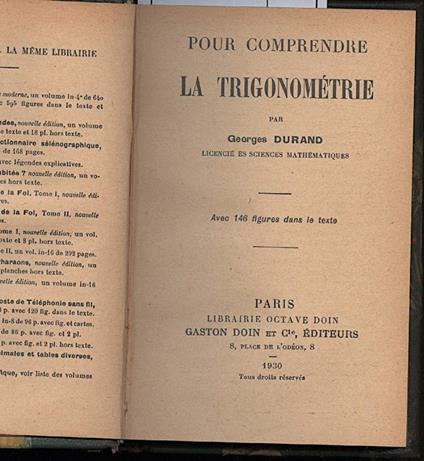 Pour Comprendre La Trigonometrie - copertina