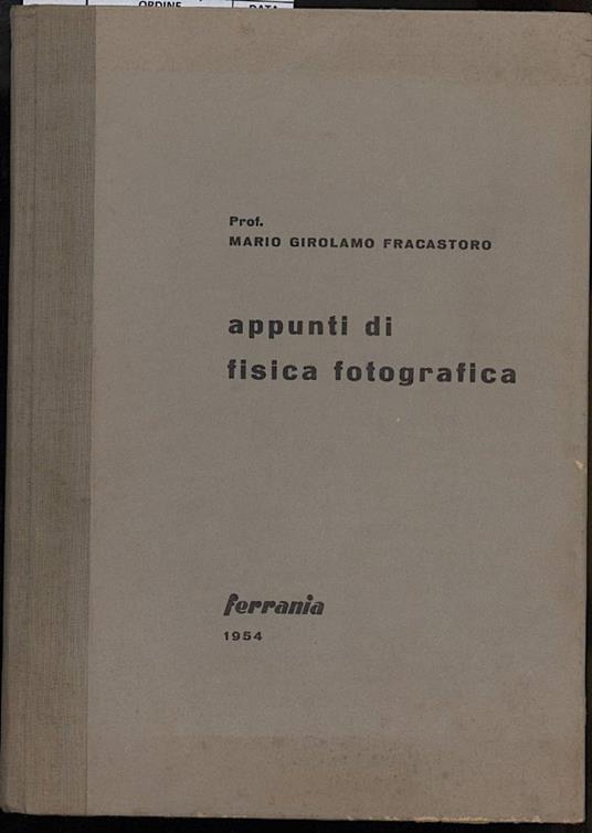 Appunti di Fisica Fotografica - copertina