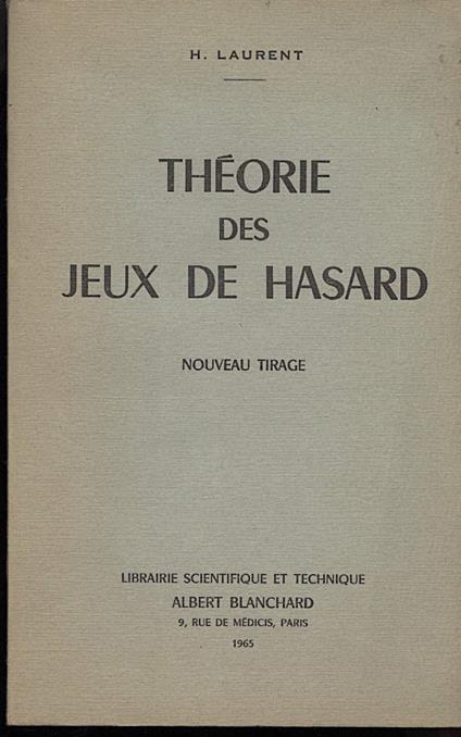 Theorie Des Jeux De Hasard-nuveau Tirage - copertina