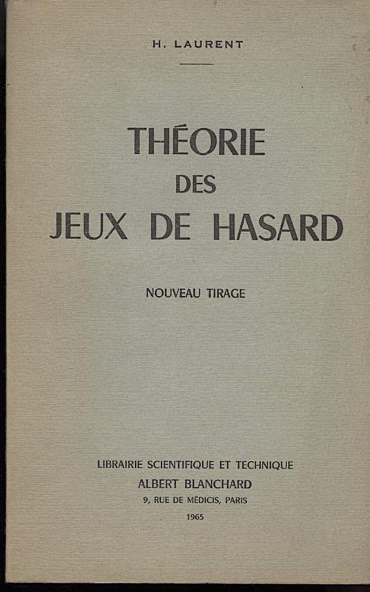 Theorie Des Jeux De Hasard-nuveau Tirage - copertina