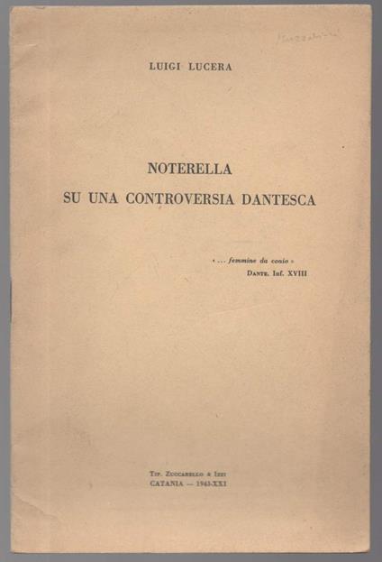 Noterella su Una Controversia Dantesca  - copertina