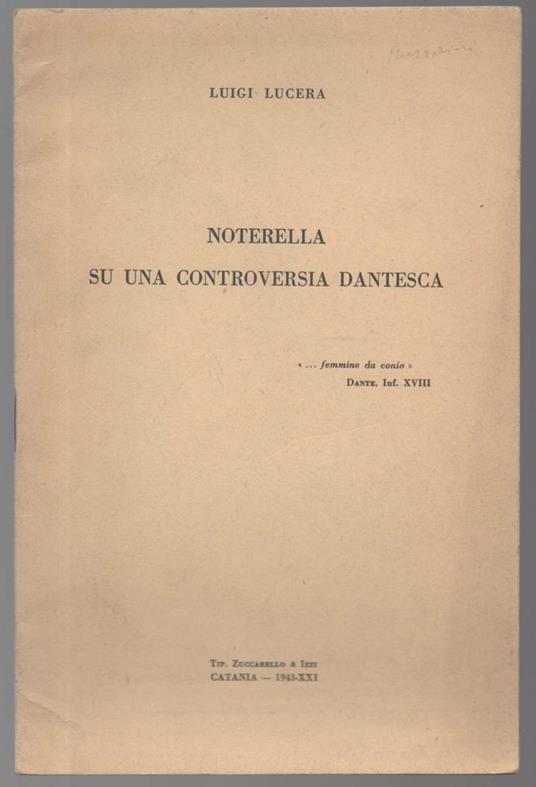 Noterella su Una Controversia Dantesca  - copertina