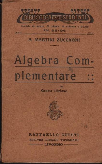Algebra Complementare - copertina