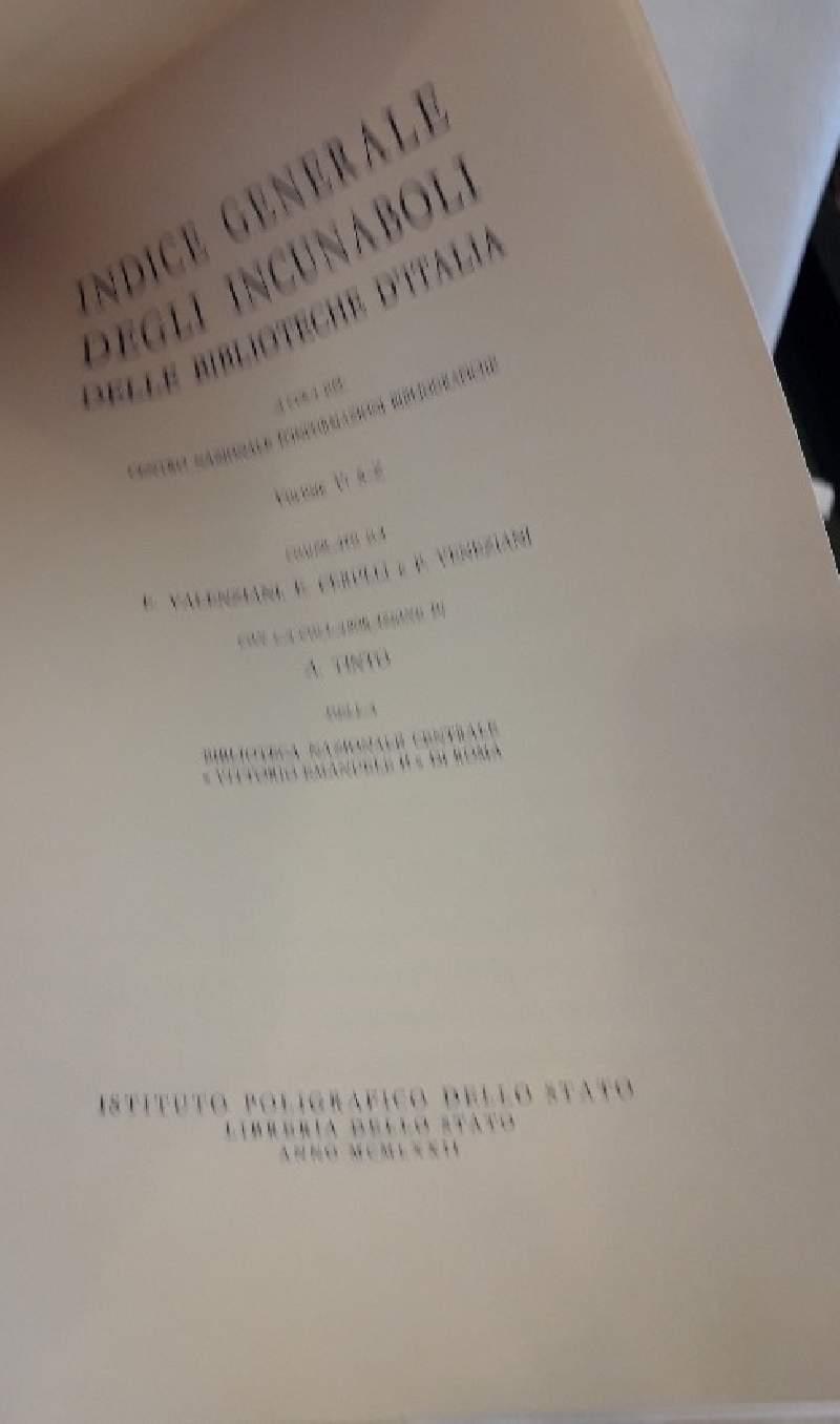 Indice Generale Degli Incunaboli Delle Biblioteche D'italia-vol V- 