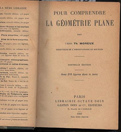 Pour Comprendre La Geometrie Plane/pour Continuer La Geometrie Plane/pour Comprendre La Geometrie Dans L'espace Et Les - copertina