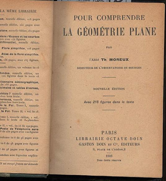 Pour Comprendre La Geometrie Plane/pour Continuer La Geometrie Plane/pour Comprendre La Geometrie Dans L'espace Et Les - copertina