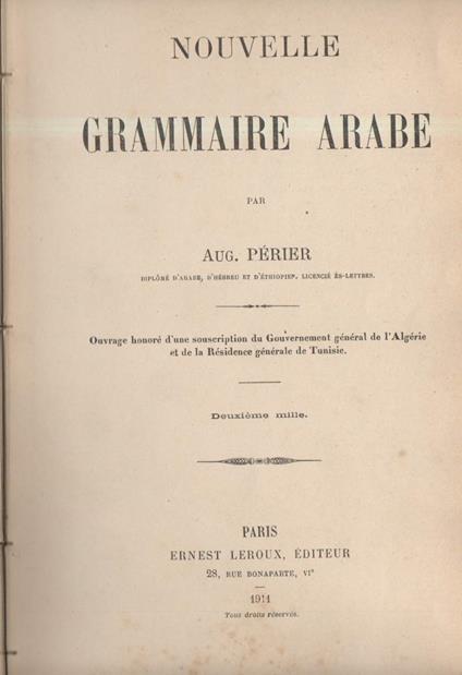 Nouvelle Grammaire Arabe - copertina
