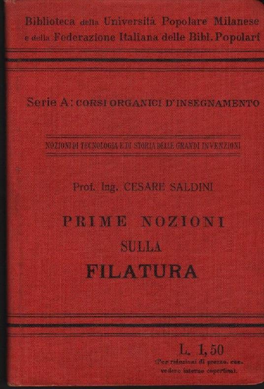 Prime Nozioni Sulla Filatura  - copertina