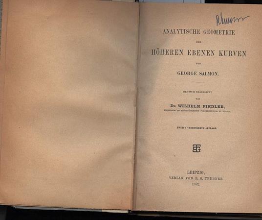 Analytische Geometrie Der Hoheren Ebenen Kurven - copertina