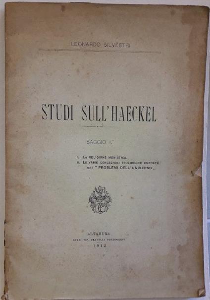 Studi Sull'haeckel-saggio I¡ - copertina