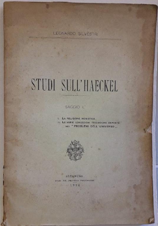 Studi Sull'haeckel-saggio I¡ - copertina