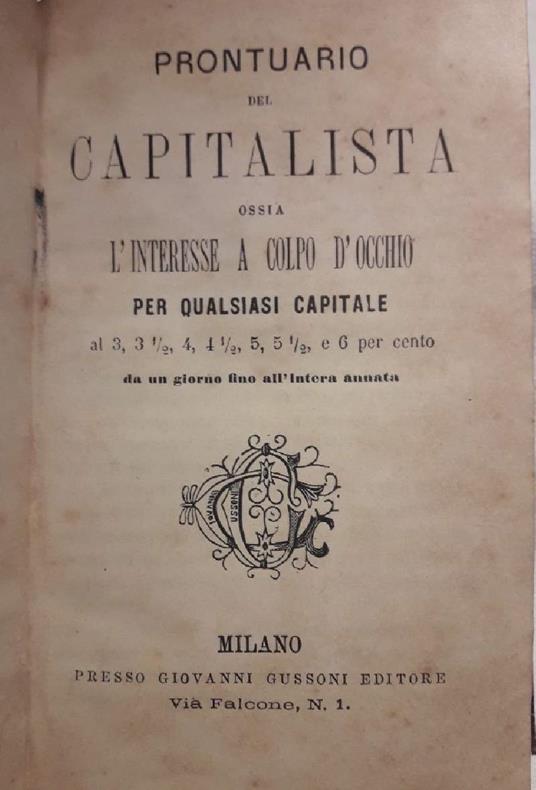 Prontuario Del Capitalista/ Vocabolario Italiano Ortografico -2 Voll. Unico Tomo- - Giuseppe Banfi - copertina