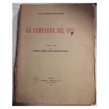 La Campagna Del 1915 - Roberto Bencivenga - copertina