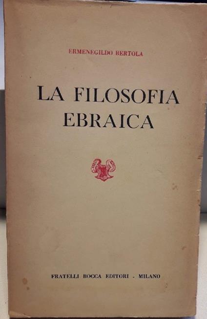 La Filosofia Ebraica - Ermenegildo Bertola - copertina