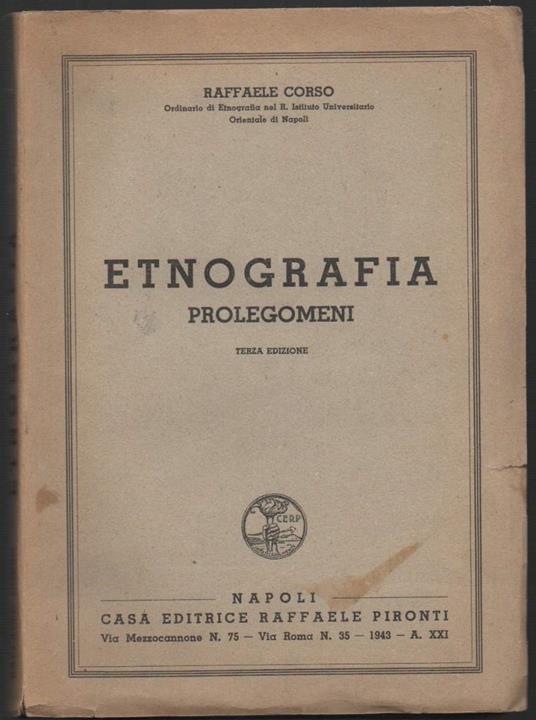 Etnografia Prolegomeni  - Raffaele Corso - copertina