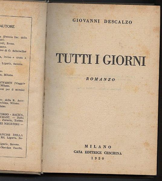 Tutti I Giorni - Giovanni Descalzo - copertina