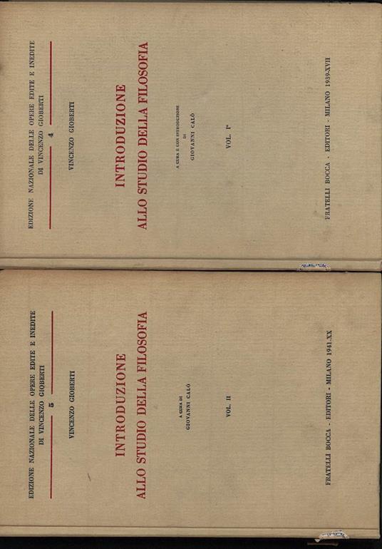 Introduzione Allo Studio Della Filosofia-2 Voll - Vincenzo Gioberti - copertina