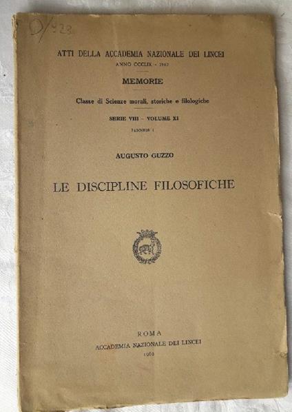 Le Discipline Filosofiche - Augusto Guzzo - copertina