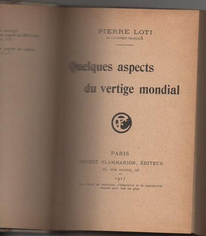 Queques Aspects Du Vertige Mondial  - Pierre Loti - copertina