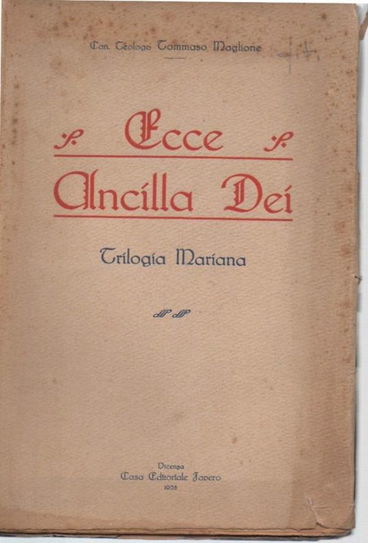 Ecce Ancilla Dei-trilogia Mariana - Tommaso Maglione - copertina