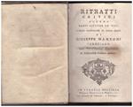 Ritratti Critici Ovvero Brevi Pitture Dè Vizi, e Delle Stravaganze di Questo Secolo di Giuseppe Manzoni Veneziano + Quadri