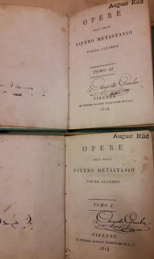 Opere Dell'abate Pietro Metastasio Poeta Cesareo 2 Tomi - Pietro Metastasio - copertina