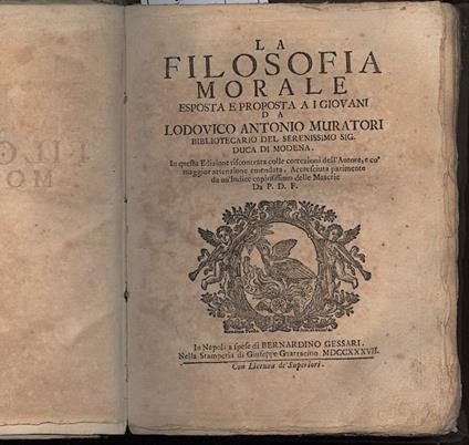 La Filosofia Morale Esposta e Proposta a I Giovani - Lodovico Antonio Muratori - copertina