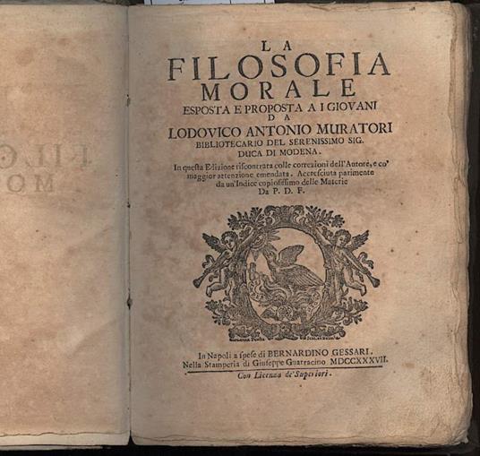 La Filosofia Morale Esposta e Proposta a I Giovani - Lodovico Antonio Muratori - copertina