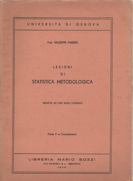 Lezioni di Statistica Metodologica  - Giuseppe Parenti - copertina
