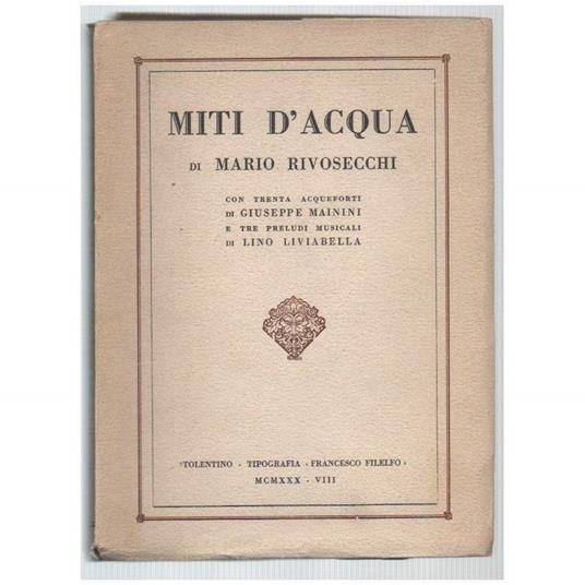 Miti D'acqua - Mario Rivosecchi - copertina