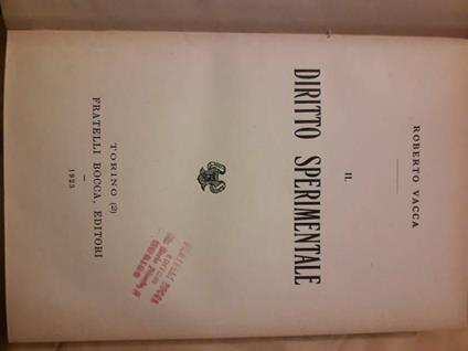 Il Diritto Sperimentale  - Roberto Vacca - copertina