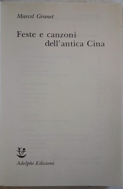 Feste e Canzoni Dell'antica Cina - Marcel Granet - copertina