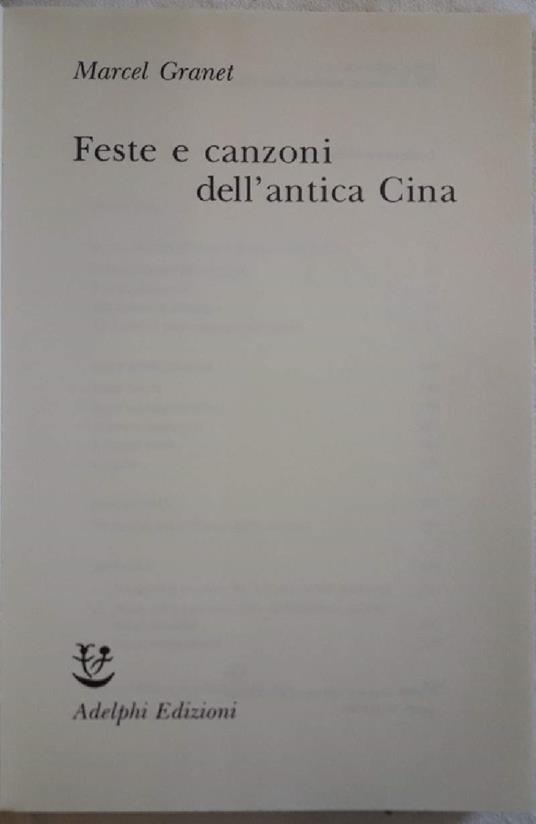 Feste e Canzoni Dell'antica Cina - Marcel Granet - copertina