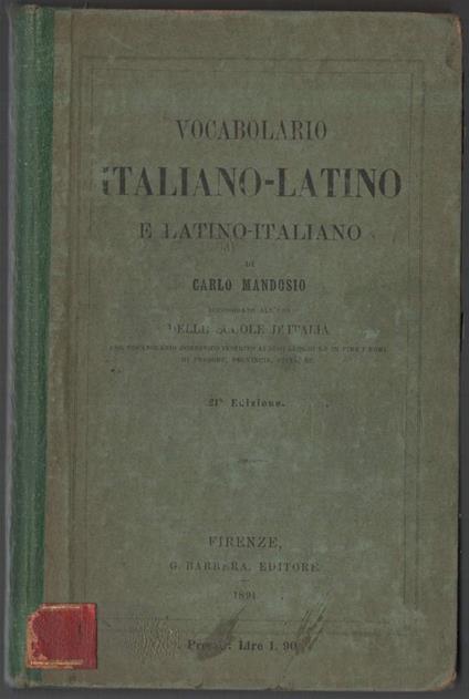 Nuovo Vocabolario Italiano Latino e Latino Italiano  - Carlo Mandosio - copertina