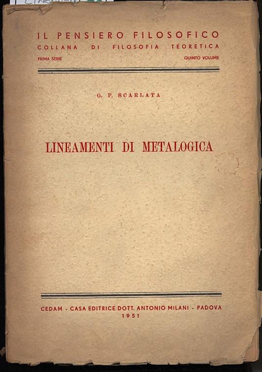 Lineamenti di Metalogica - copertina