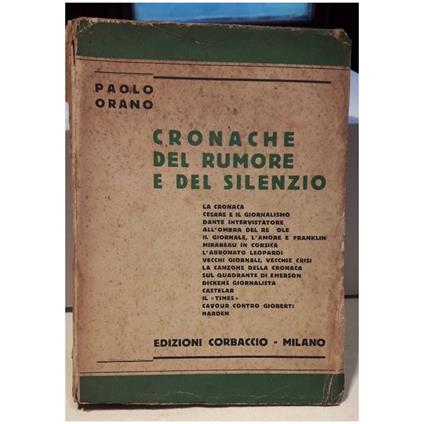 Cronache Del Rumore e Del Silenzio - Paolo Orano - copertina