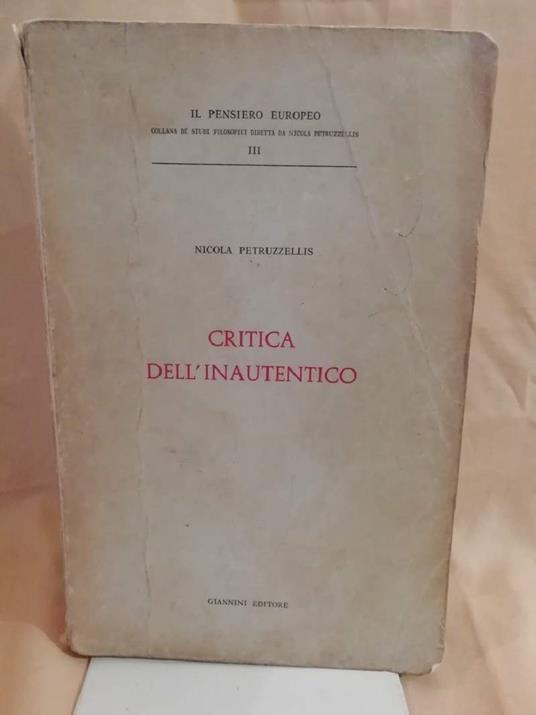 Critica Dell'inautentico  - Nicola Petruzzellis - copertina