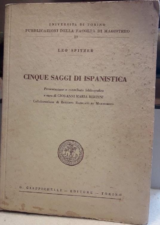 Cinque Saggi di Espanistica - Leo Spitzer - copertina