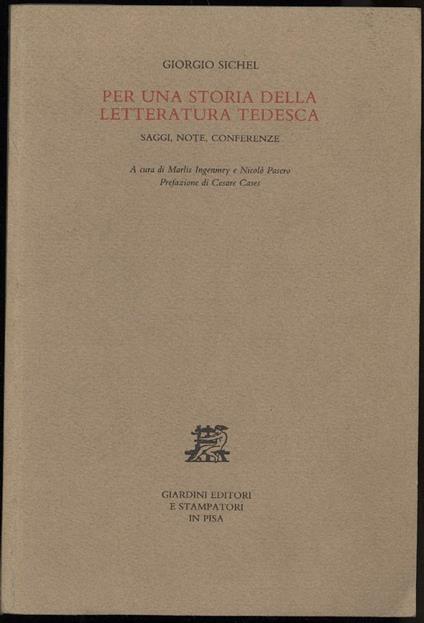 Per Una Storia Della Letteratura Tedesca - Saggi, Note, Conferenze  - copertina