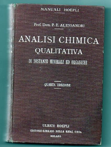 Analisi Chimica Qualitativa di Sostanze Minerali Ed Organiche  - copertina
